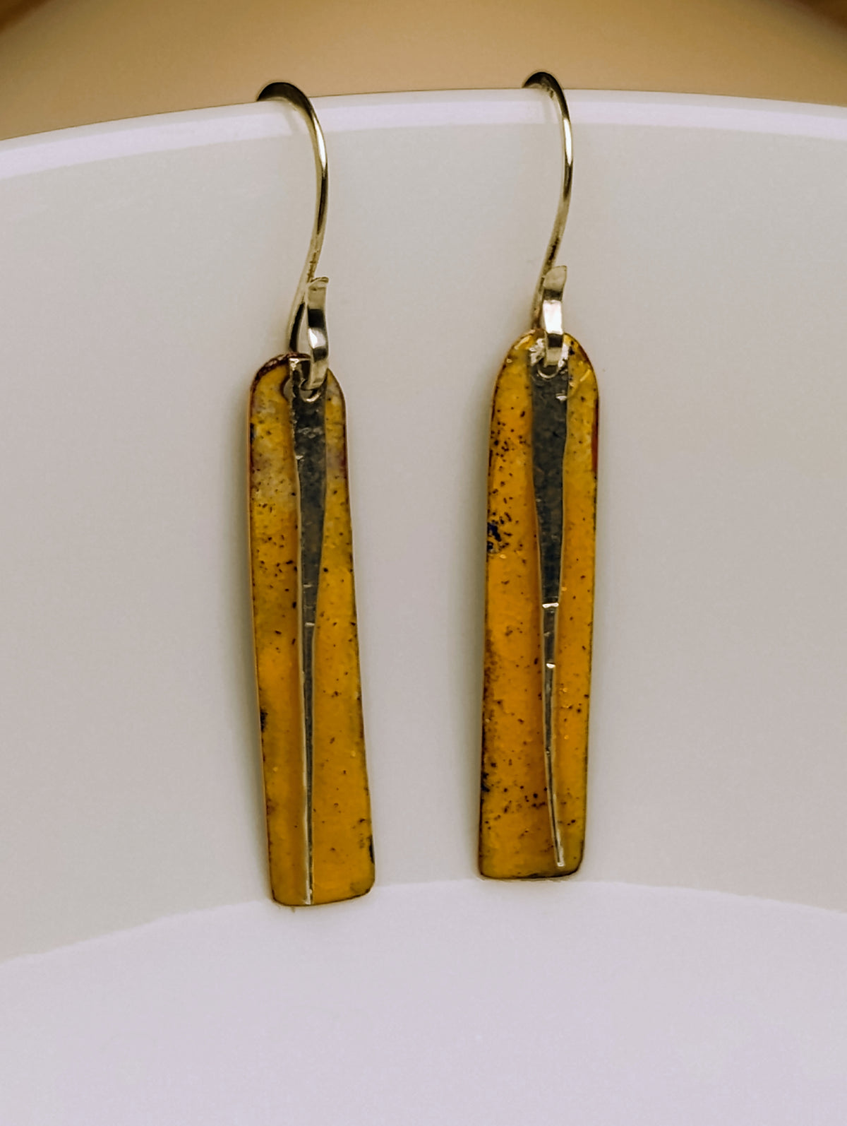 Yellow Enamel Bar Earrings