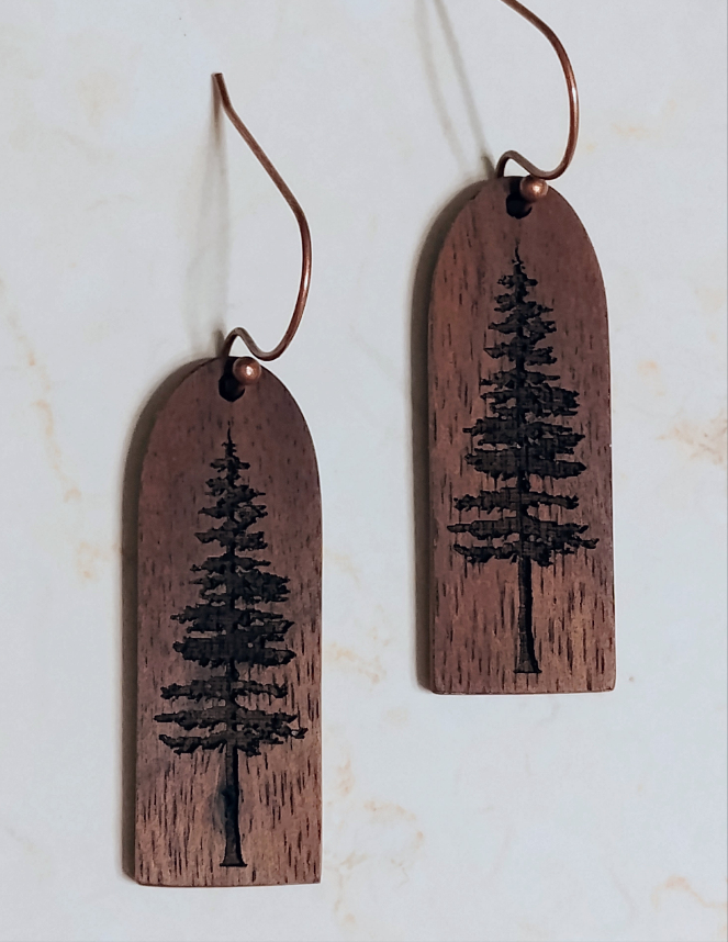 "Lone Tree" Solid Walnut Earrings