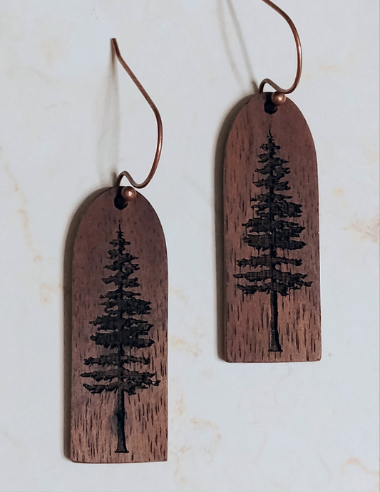 "Lone Tree" Solid Walnut Earrings