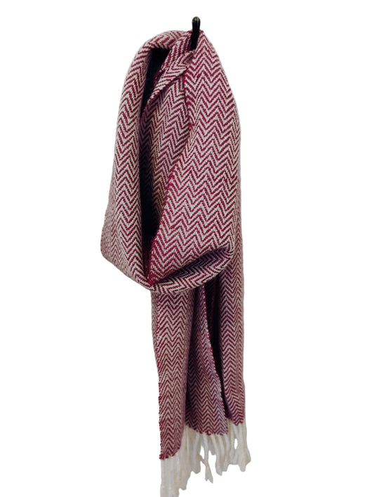 Handwoven Merino and Silk Herringbone Scarf