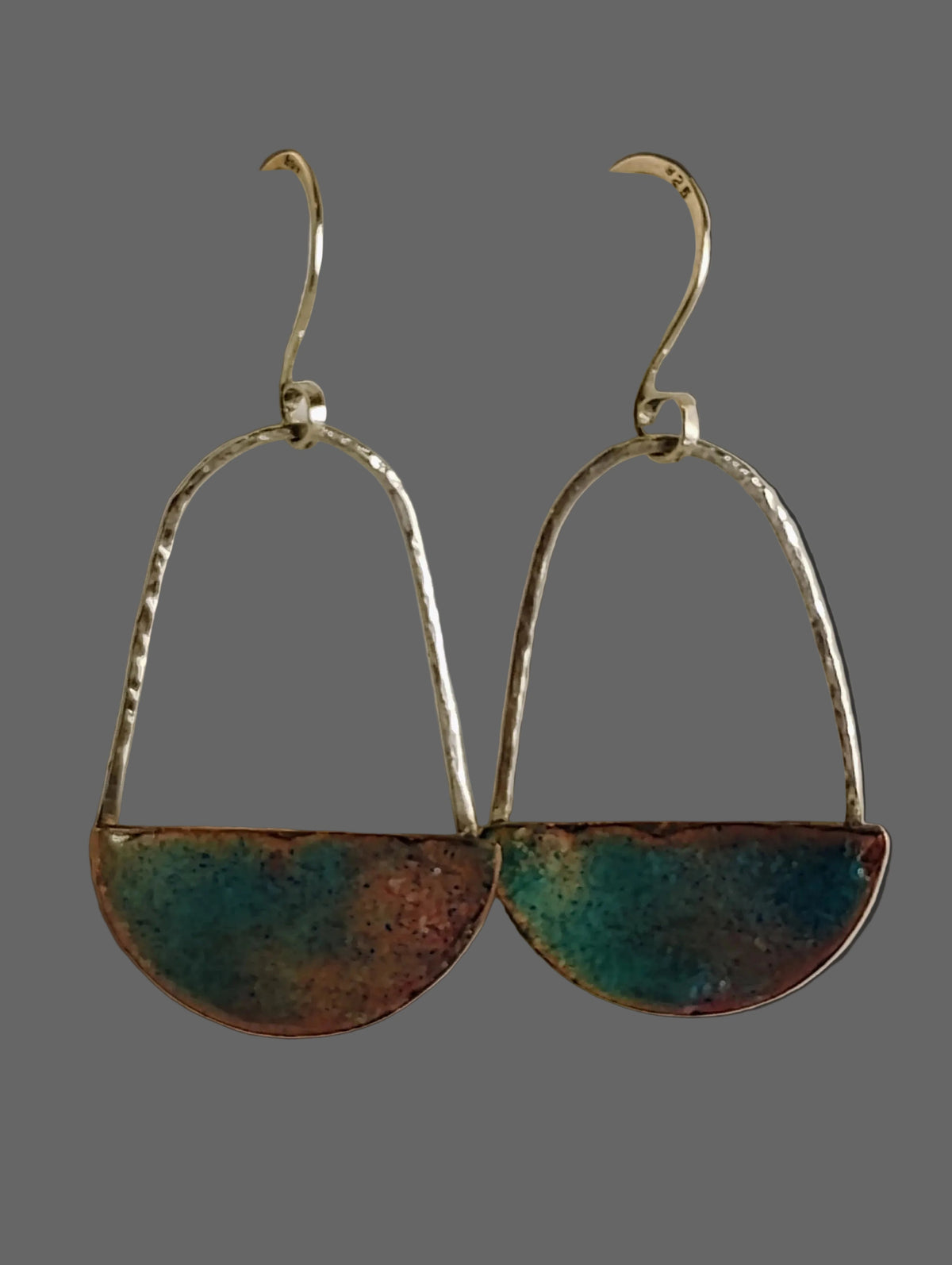 Hanging Crescent Enamel Earrings